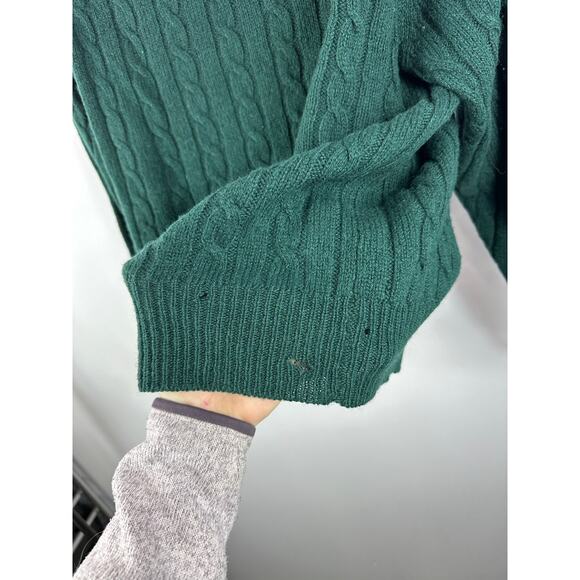 Bowen & Wright Shetland Wool Green Knit Crewneck Sweater Size Large - Picture 9 of 10